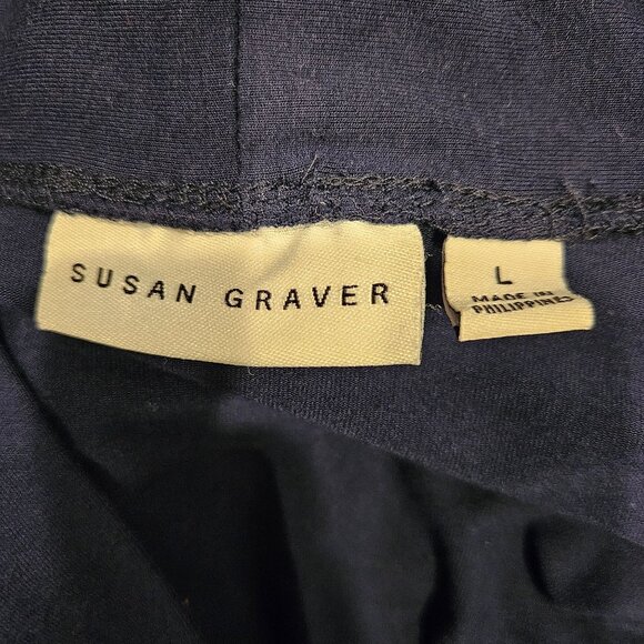 Susan Graver Womens Liquid Knit Open Front Duster Cardigan Large Size Navy - Picture 8 of 10